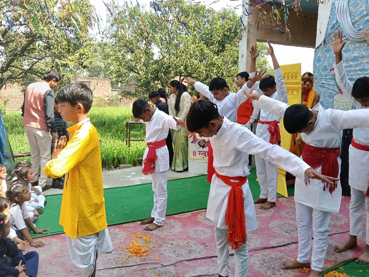 Students participating in a school cultural program